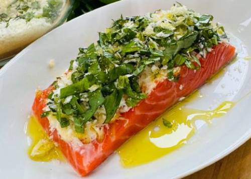 Baked cr basil breadcrumbs